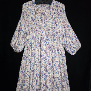 GOA Paris Floral Smocked Bodice Midi Dress